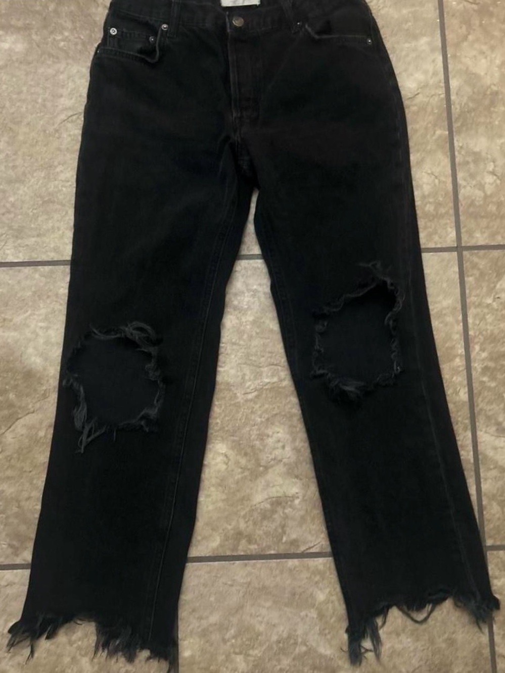 We The Free Black Wide Leg Jeans with Button-Fly